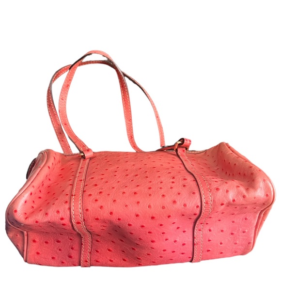 Dooney & Bourke Pink Ostrich Genuine Leather Purse Bag No Fob Rare VTG Retro - Picture 3 of 8